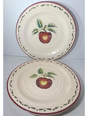 Set Of 2 Home Trends Apple Grove Stoneware Dinner Plates,  11" Country Farmhouse